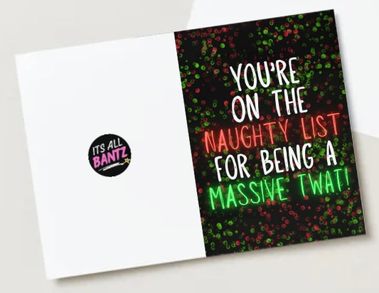 Naughty List Twat - Greeting Card