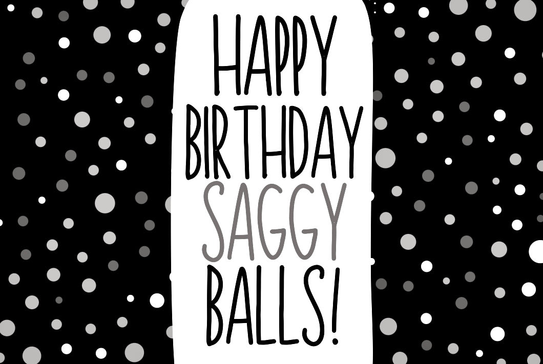 Happy Birthday Saggy Balls - Wine Bottle Label