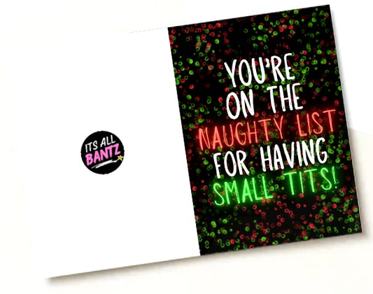 Naughty List Small Tits - Greeting Card