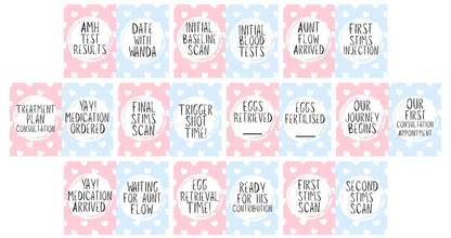 Pink and Blue IVF Milestone Cards