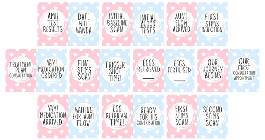Pink and Blue IVF Milestone Cards