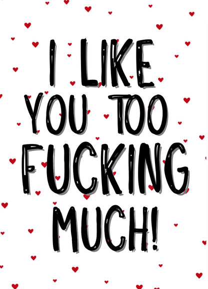 I Like You Too Fucking Much - Greeting Card