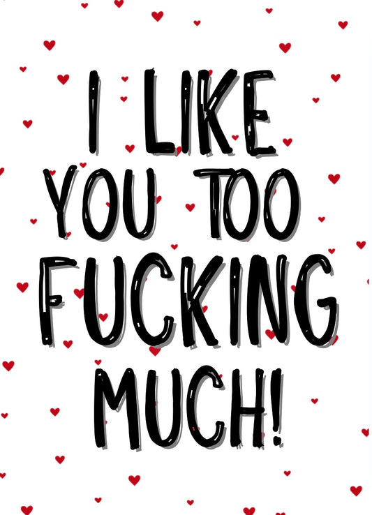 I Like You Too Fucking Much - Greeting Card