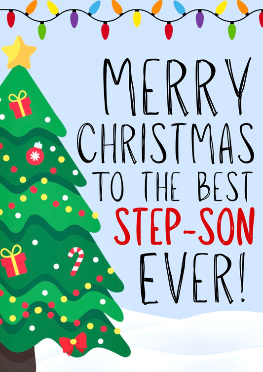 Merry Christmas Step-Son -  Greeting Card