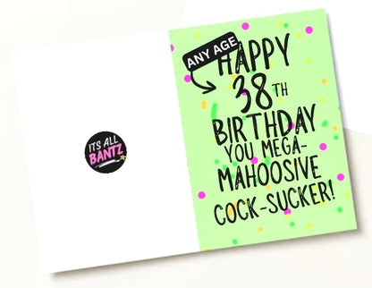 Mahoosive Mega Cock Sucker - Greeting Card