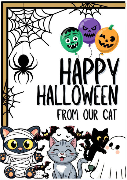 Happy Halloween From The Cat -  Greeting Card