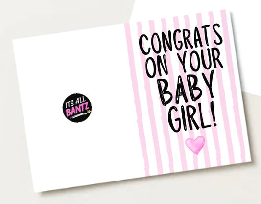 Congrats On Baby Girl -  Greeting Card