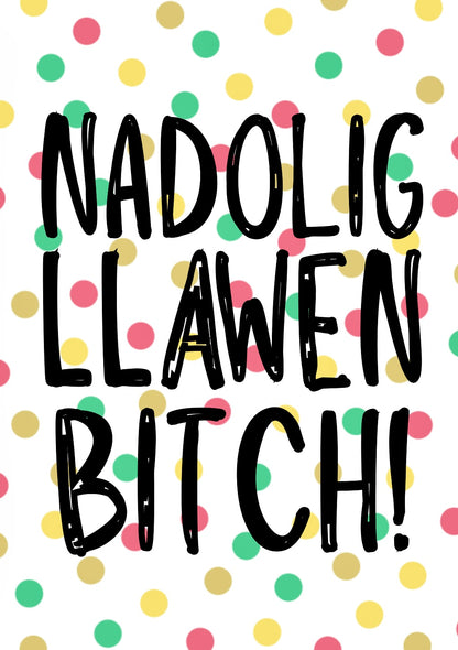 Merry Christmas Bitch (Welsh) -  Greeting Card