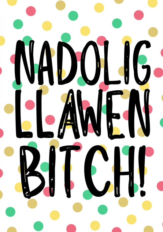 Merry Christmas Bitch (Welsh) -  Greeting Card