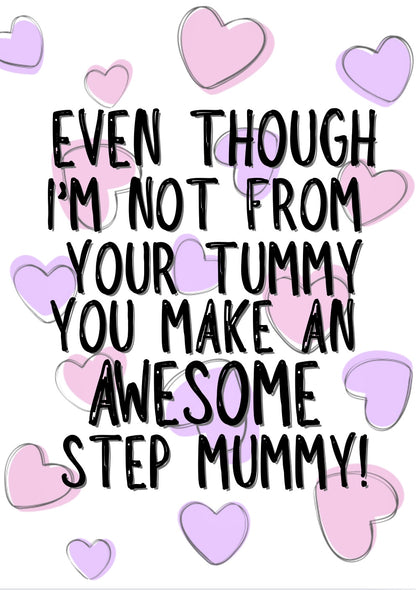 Awesome Step Mummy - Greeting Card