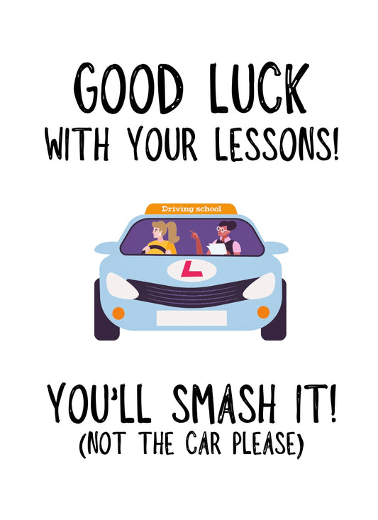 Good Luck Driving Lessons - Greeting Card