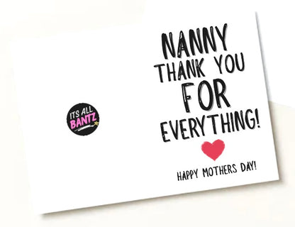 Nanny Thank You - Greeting Card