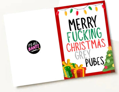 Christmas Grey Pubes -  Greeting Card