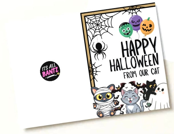 Happy Halloween From The Cat -  Greeting Card