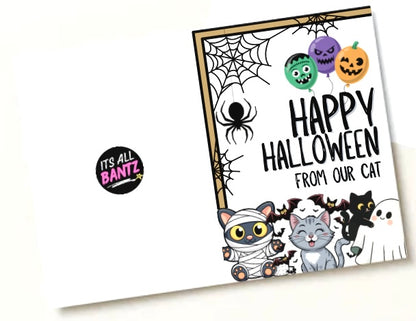 Happy Halloween From The Cat -  Greeting Card