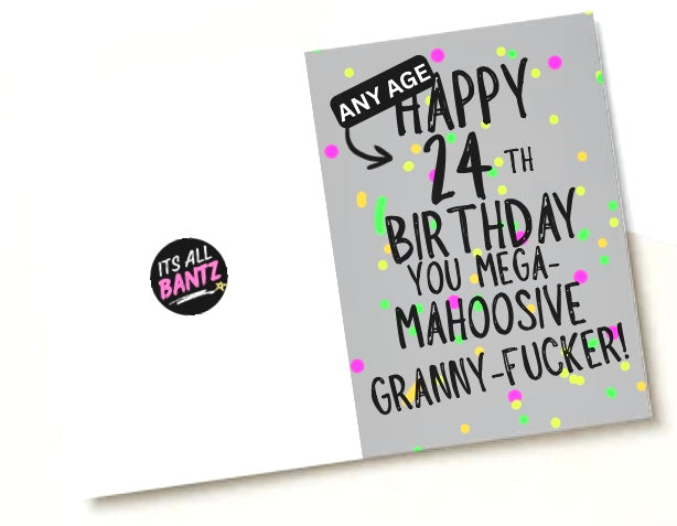 Mahoosive Mega Granny Fucker - Greeting Card