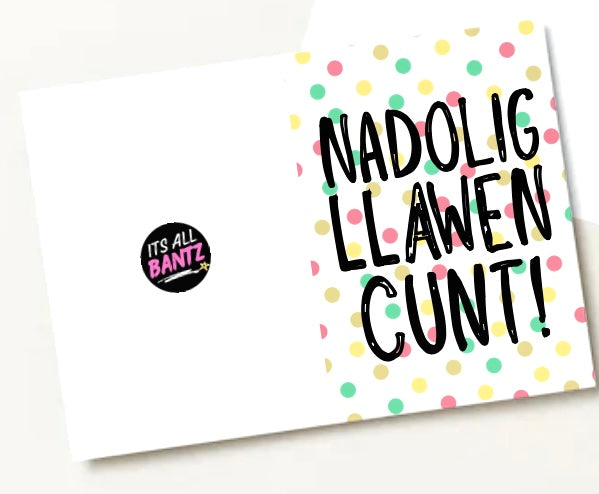 Merry Christmas Cunt (Welsh) -  Greeting Card