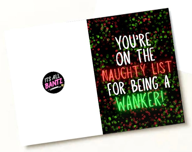 Naughty List Wanker -  Greeting Card