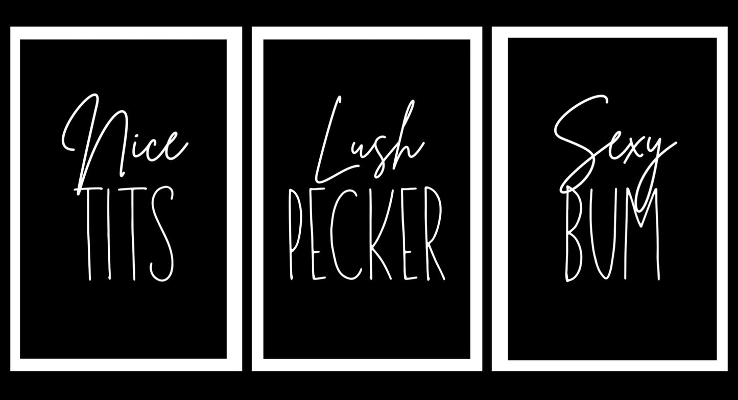 Tits Pecker Bum - Home Decor Print