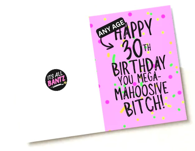 Mahoosive Mega Bitch - Greeting Card