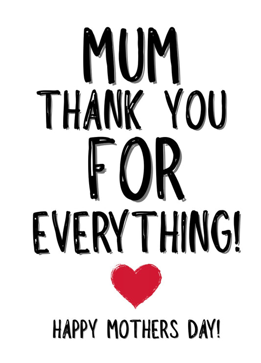 Mum Thank You - Greeting Card
