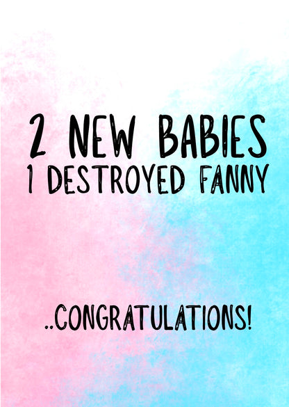 2 New Babies -  Greeting Card